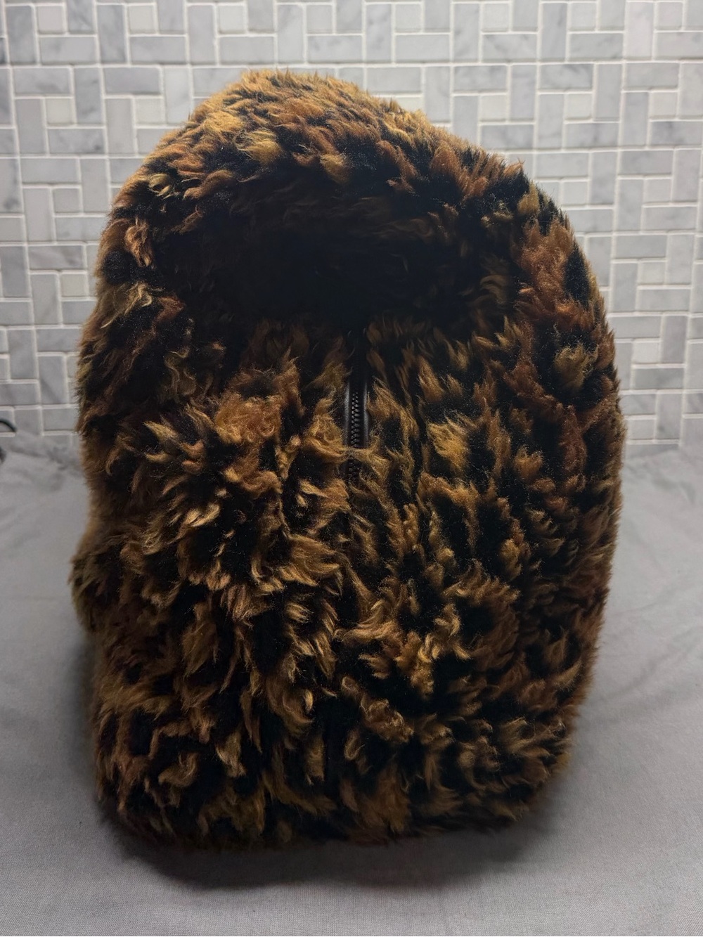 Balenciaga Puffer Medium Leopard Faux Fur Bag Brown Black $3,290 - Picture 9 of 10